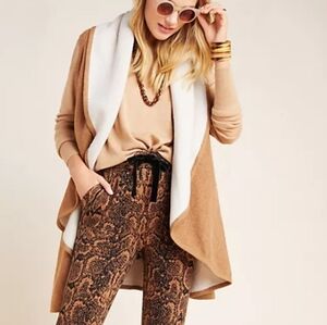 Anthropologie Lydia Tan & Cream  Draping Wrap Vest. OS